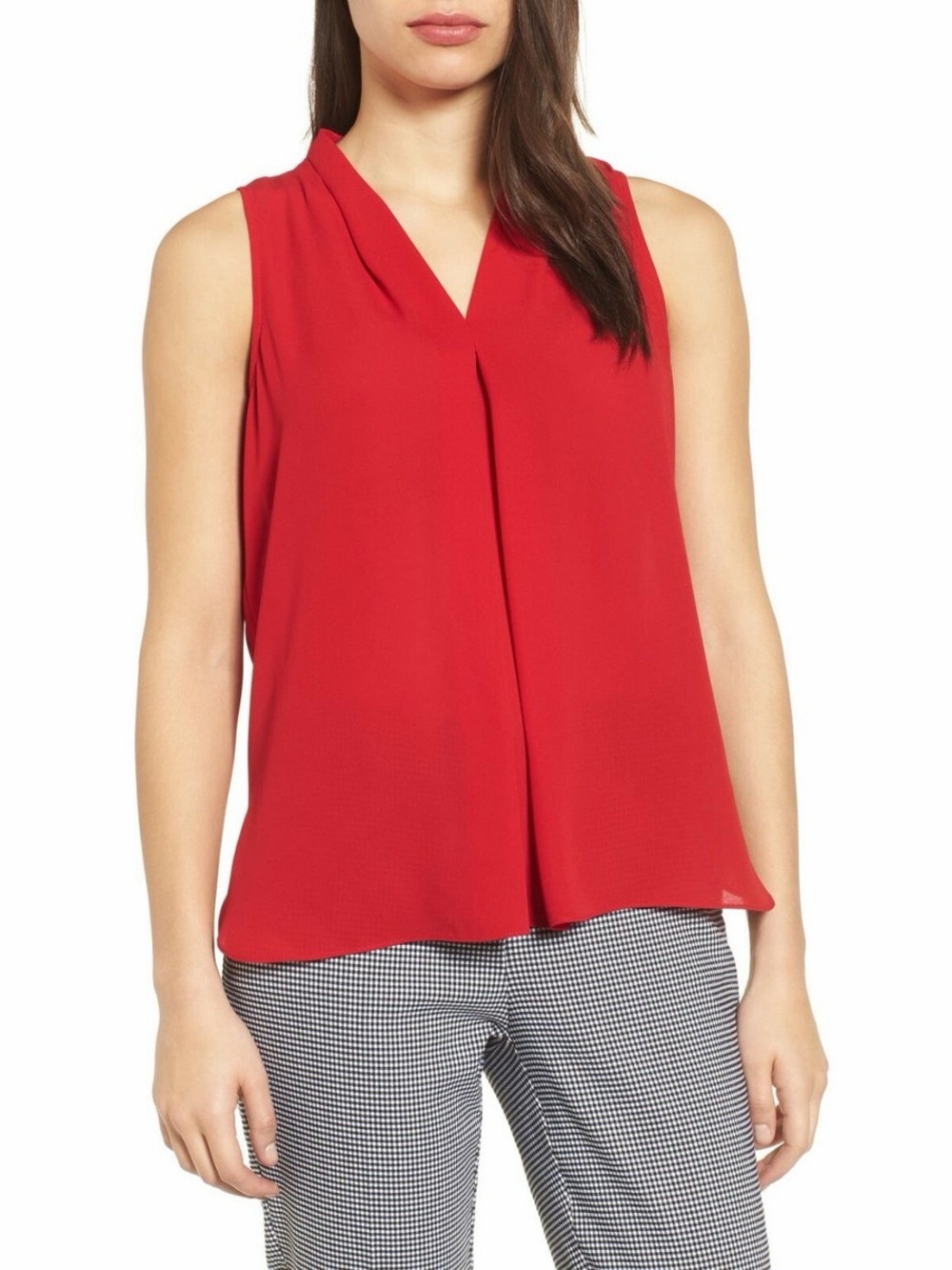 Vince Camuto Womens Inverted Pleat Sleeveless Blouse in Red